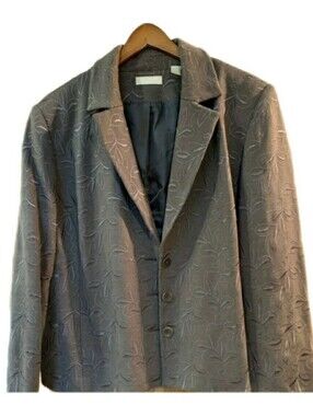 Kate Hill Brown Floral Embroidered Blazer, 3X